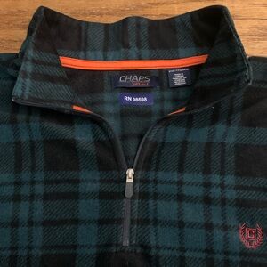 CHAPS SPORT 100% Polyester Plaid Quarter Zip Sweatshirt